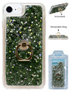 Floating Glitter Star Ring Phone Holder Case Compatible with Apple iPhone 8/7/6/SE2  - Dark Green