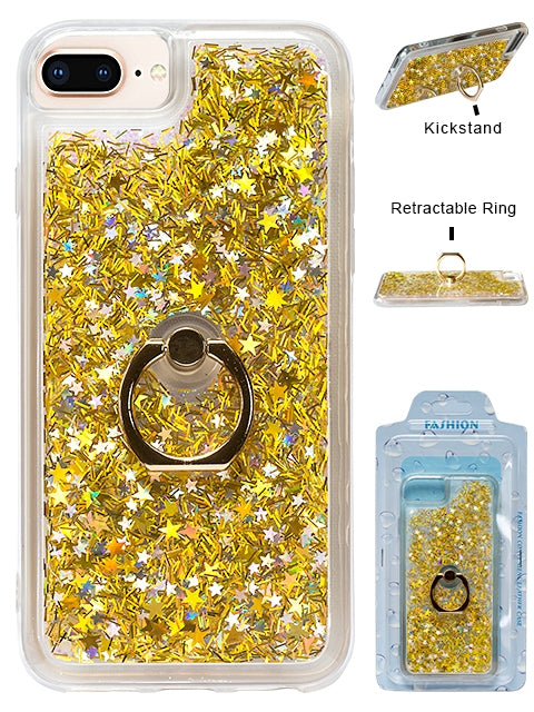 iPhone 8/ 7/ 6 Plus Floating Glitter Star Ring Phone Holder Case