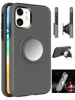 Hybrid Rubber Case with Coiled Circle Magnetic Kickstand GPS Holder for iPhone 11