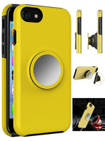 Apple iPhone 8/7/6 Hybrid Rubber Case with Coiled Circle Magnetic Kickstand GPS Holder