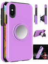 Hybrid Rubber Case with Coiled Circle Magnetic Kickstand GPS Holder for Apple iPhone X / Xs