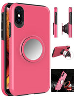 Hybrid Rubber Case for Apple iPhone Xs Max with Coiled Circle Magnetic Kickstand GPS Holder