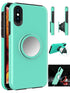 Hybrid Rubber Case for Apple iPhone Xs Max with Coiled Circle Magnetic Kickstand GPS Holder