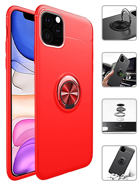 Ring Magnetic GPS car mount Phone Holder Case for iPhone 11 Pro (5.8") Case - Red