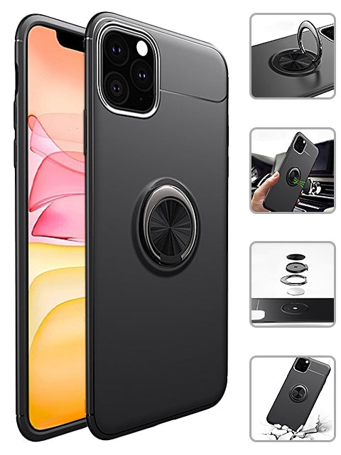 Ring Magnetic GPS car mount Phone Holder Case for iPhone 11 Pro Max  (6.5") Case - Black