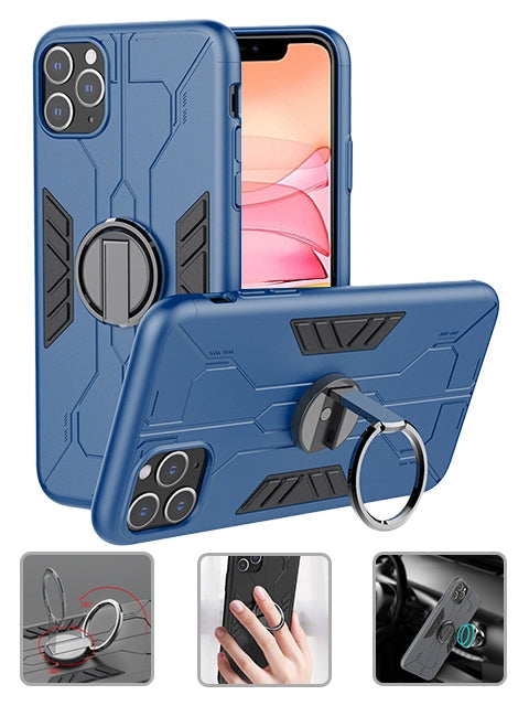 Ring Magnetic GPS car mount Phone Holder Case for iPhone 11 Pro Max (6.5") Case - Blue