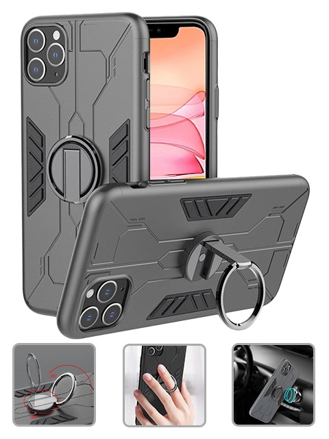 Ring Magnetic GPS car mount Phone Holder Case for iPhone 11 Pro Max (6.5") Case - Gray