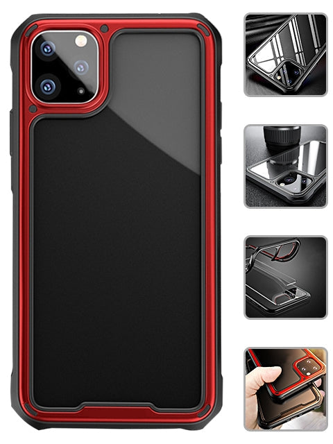 Hard PC + Flexible TPU Frame [Shock-Absorbing] for iPhone 11 Pro Case  - Red