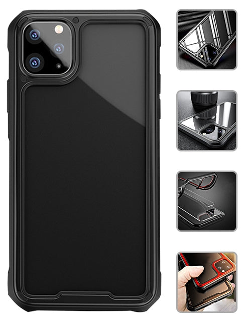 Hard PC + Flexible TPU Frame [Shock-Absorbing] for iPhone 11 Pro Case - Black