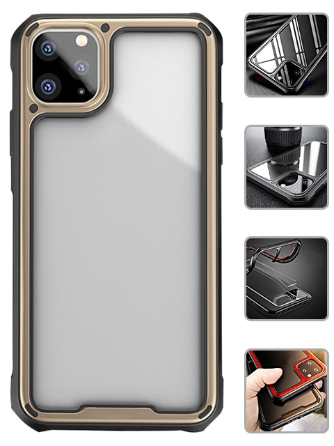 Hard PC + Flexible TPU Frame [Shock-Absorbing] for iPhone 11 Pro Case  - Gold