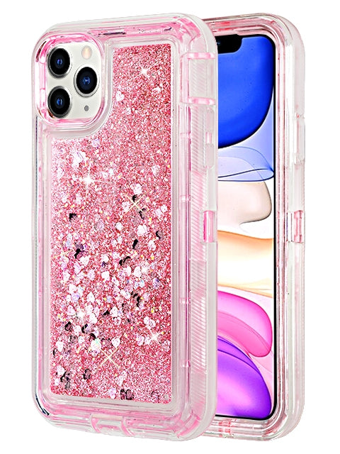 Transparent Floating Glitter Heavy Duty Case Compatible with Apple iPhone 11 Pro (5.8")