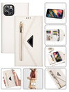 2 IN 1 Leather Wallet Case for iPhone 12 Pro/12 with 7 Credit Card Slots (6.1") - White