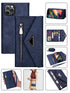 2 IN 1 Leather Wallet Case for iPhone 12 Pro/12 with 7 Credit Card Slots (6.1") - Blue