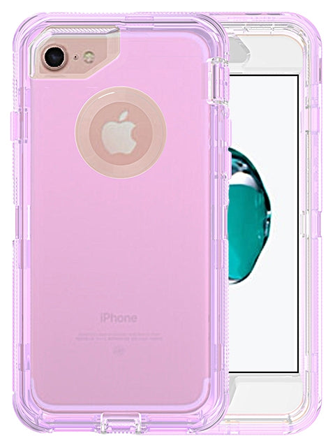 Transparent Full Protection Heavy Duty Case without Clip for Apple iPhone 8/7/6 - Purple