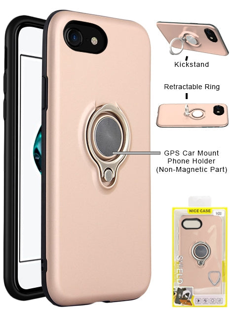 Ring GPS car mount Phone Holder Case for iPhone 8/7 - Rose Gold