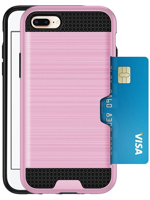 Slidable Card Holder case Compatible with Apple iPhone 7 / 8 Plus - Pink