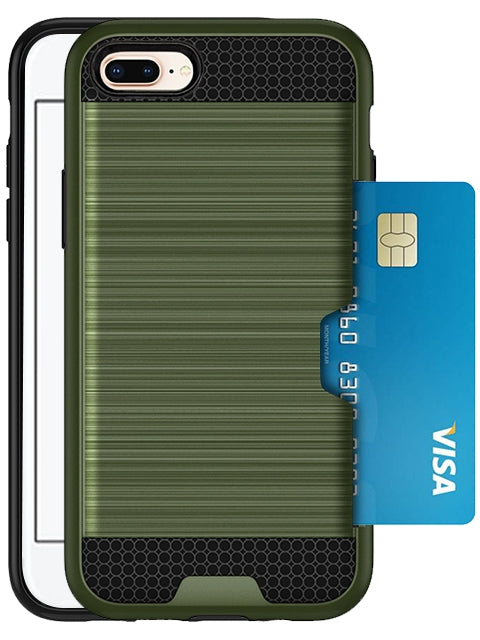 Slidable Card Holder case Compatible with Apple iPhone 7 / 8 Plus - Dark Green