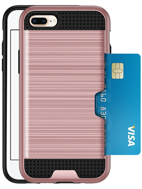 Slidable Card Holder case Compatible with Apple iPhone 7 / 8 Plus-  Rose Gold