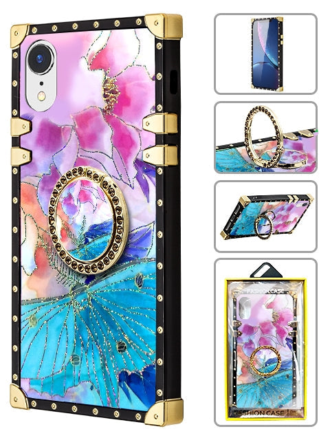 TPU Luxury Shiny Flower Fashion Case with Kickstand for iPhone XR