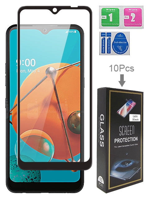 Black 10PCS Tempered Glass for LG K51