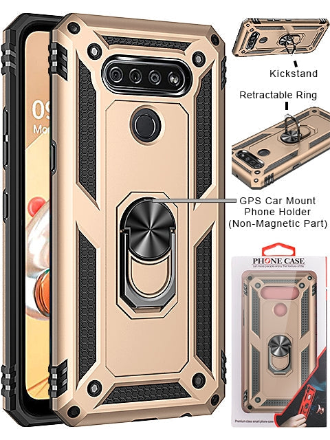 LG K51  Dual Colors Ring Magnetic GPS car mount Phone Holder case