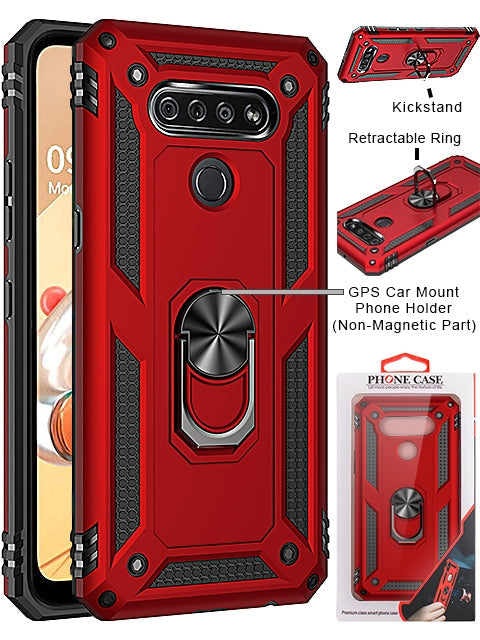 LG K51  Dual Colors Ring Magnetic GPS car mount Phone Holder case
