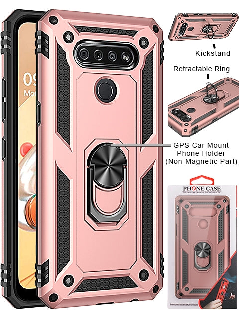 LG K51  Dual Colors Ring Magnetic GPS car mount Phone Holder case