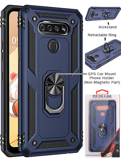 LG K51  Dual Colors Ring Magnetic GPS car mount Phone Holder case