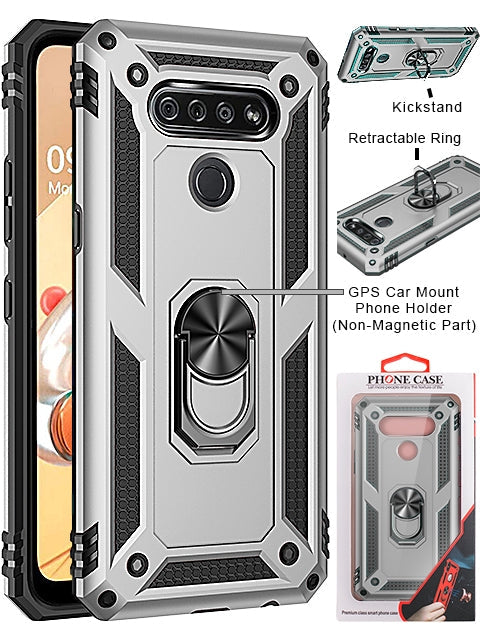 LG K51  Dual Colors Ring Magnetic GPS car mount Phone Holder case