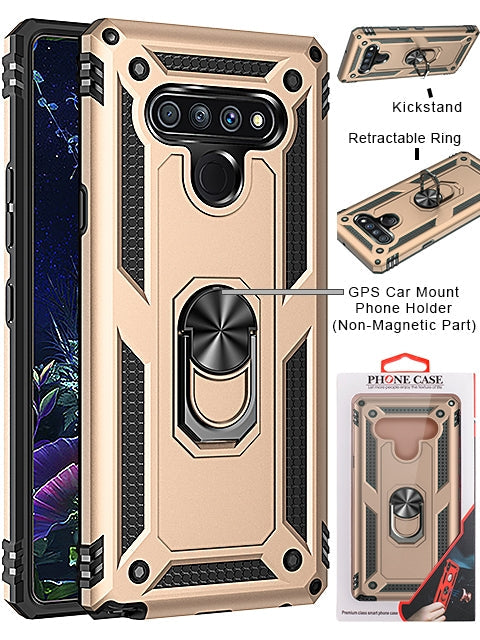 LG Stylo 6 Dual Colors Ring Magnetic GPS car mount Phone Holder Case