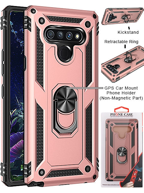LG Stylo 6 Dual Colors Ring Magnetic GPS car mount Phone Holder Case