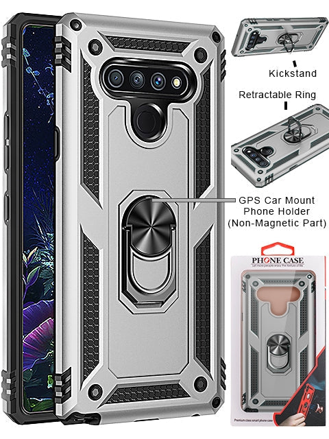 LG Stylo 6 Dual Colors Ring Magnetic GPS car mount Phone Holder Case