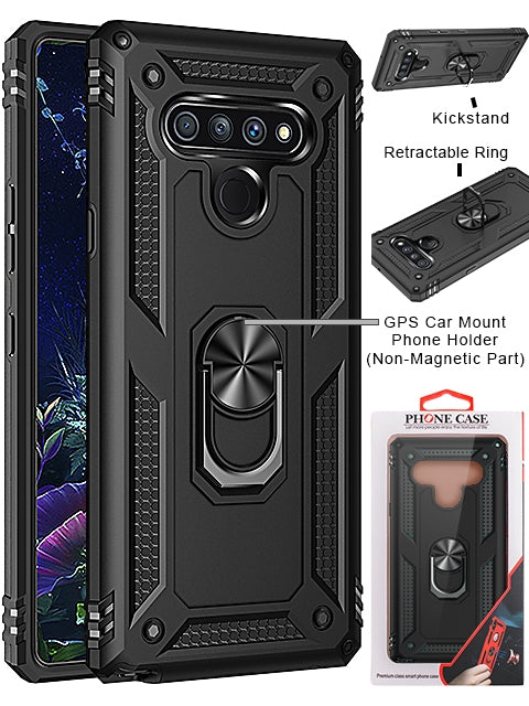 LG Stylo 6 Dual Colors Ring Magnetic GPS car mount Phone Holder Case