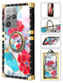 TPU Luxury Shiny Flower Fashion Case with Kickstand for Samsung Galaxy S21 Ultra (6.8")-Red