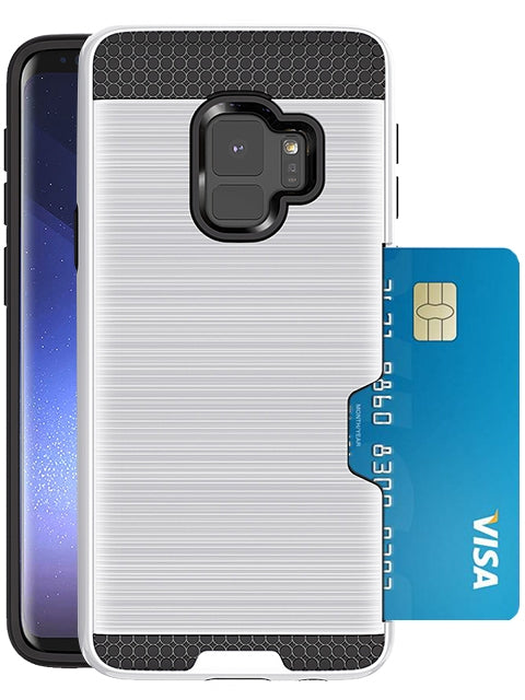 Galaxy S9 Case with Slidable Card Holder - White