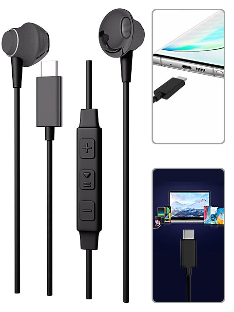 Type C Earphone with Microphone and Volume Control -Black