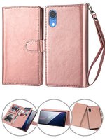 iPhone XR 2 in 1 Leather Wallet Case With 9 Credit Card Slots and Removable Back Cover 