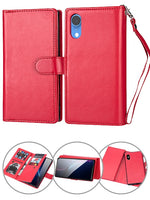 iPhone XR 2 in 1 Leather Wallet Case With 9 Credit Card Slots and Removable Back Cover 