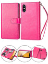 iPhone X/Xs 2 in 1 Leather Wallet Case With 9 Credit Card Slots and Removable Back Cover 
