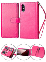 iPhone Xs Max (6.5") 2 in 1 Leather Wallet Case With 9 Credit Card Slots and Removable Back Cover 