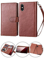 iPhone Xs Max (6.5") 2 in 1 Leather Wallet Case With 9 Credit Card Slots and Removable Back Cover 