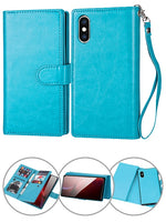 iPhone Xs Max (6.5") 2 in 1 Leather Wallet Case With 9 Credit Card Slots and Removable Back Cover 